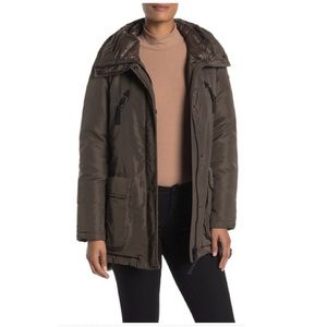 Derek Lam 10 Crosby Loden Mixed Media Coat Parka